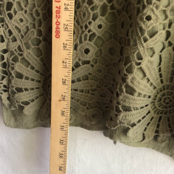 Sage Green Crocheted Boho Bohemian Tunic, Lined, Size XL - Picture 4 of 7